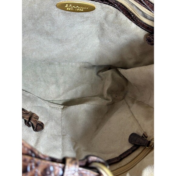 Brahmin Jacqueline Satchel Pecan Croc Embossed Leather Handbag Suede Lined - Picture 4 of 10